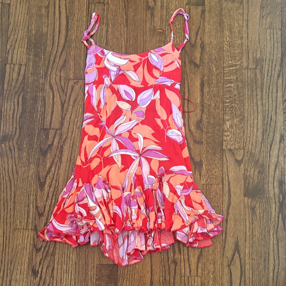 Floral Dress in Red and Pink